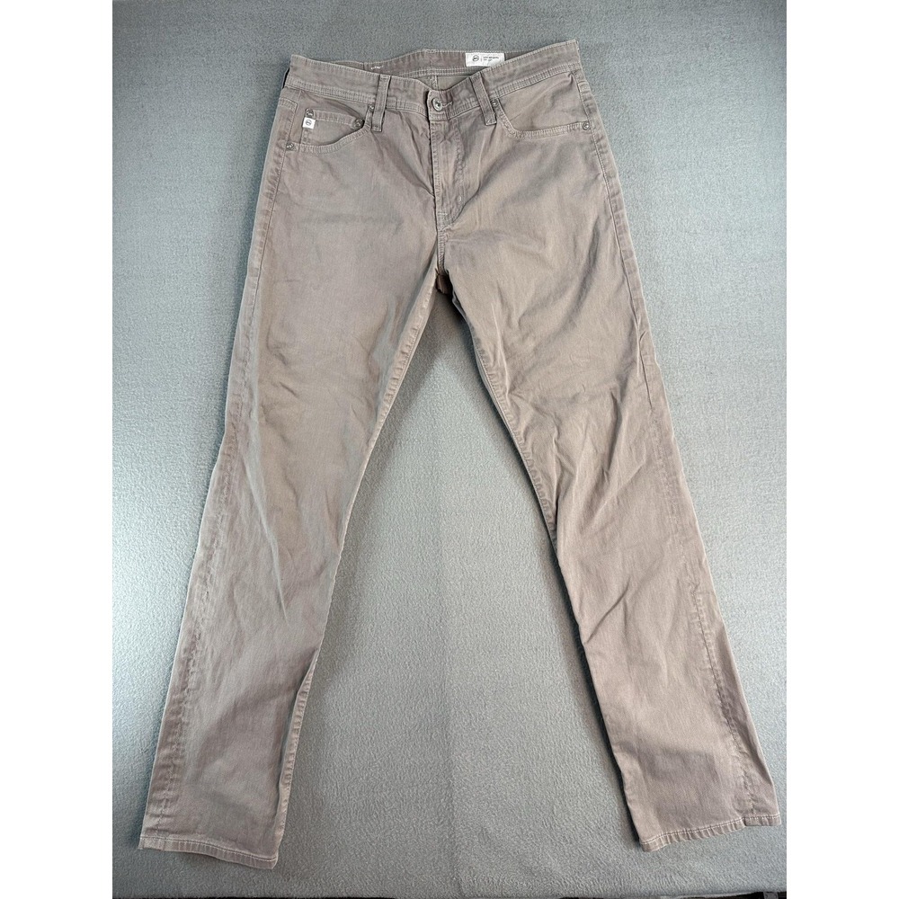 AG Adriano Goldschmied Everett Jeans Mens 32 Beige Slim Straight Stretch Denim